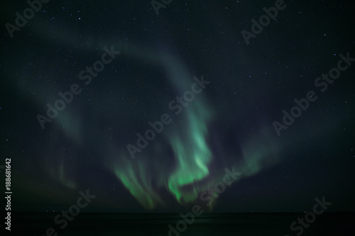 Norwegen   Polarlichter  Hauklandbeach auf den Lofoten