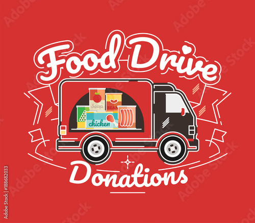 Food Drive charity movement, vector illustration