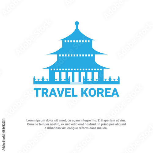 South Korean Palace Icon Travel To Korea Poster Seoul Landmark Sou Symbol Vector Illustration photo