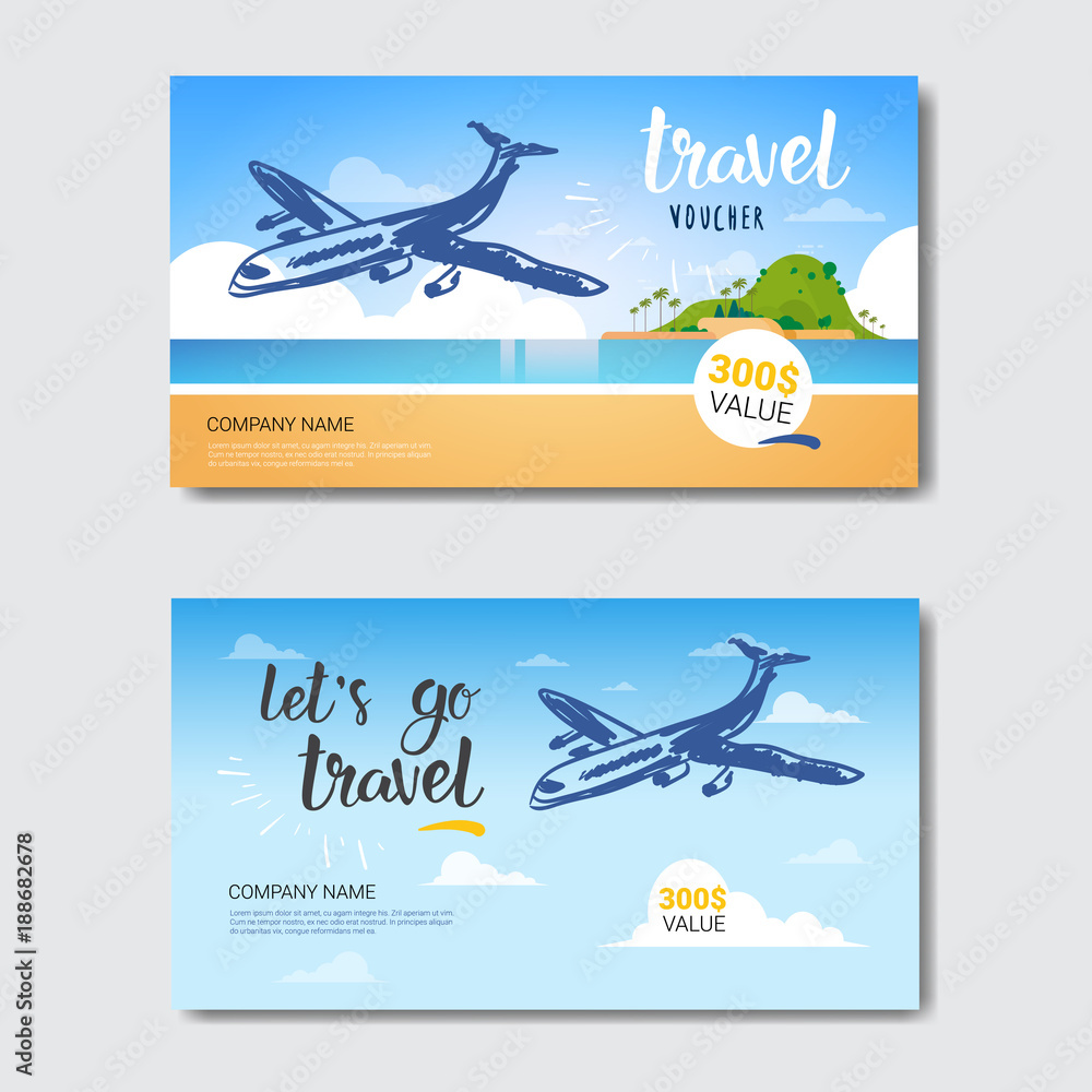 Travel Agency Template Vouchers Set, Collection Of Posters From Tourist Company Isolated Vector Illustration