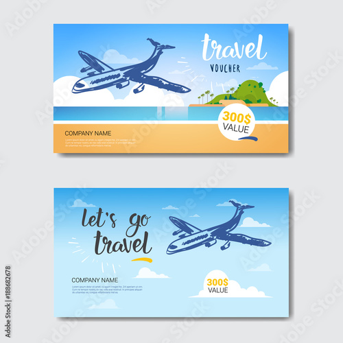 Travel Agency Template Vouchers Set, Collection Of Posters From Tourist Company Isolated Vector Illustration