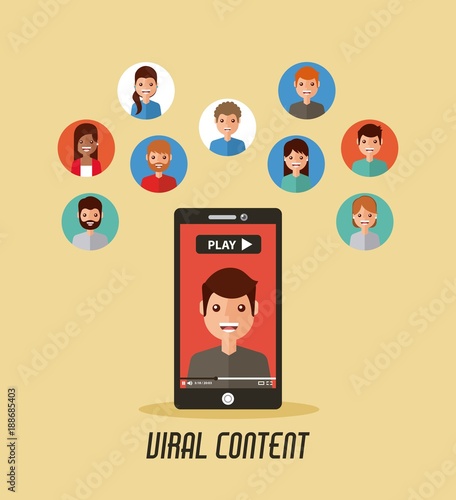 Wallpaper Mural viral content mobile phone video people vector illustration Torontodigital.ca