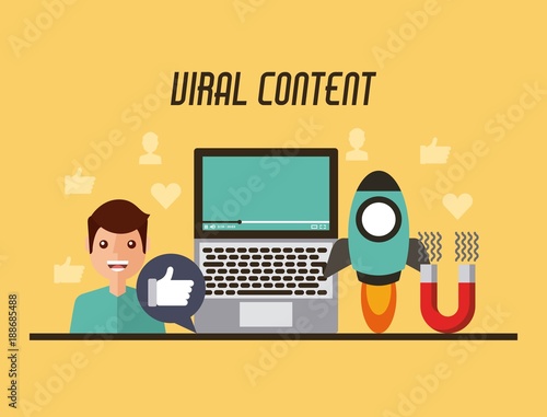 viral content video people start likes concept vector illustration