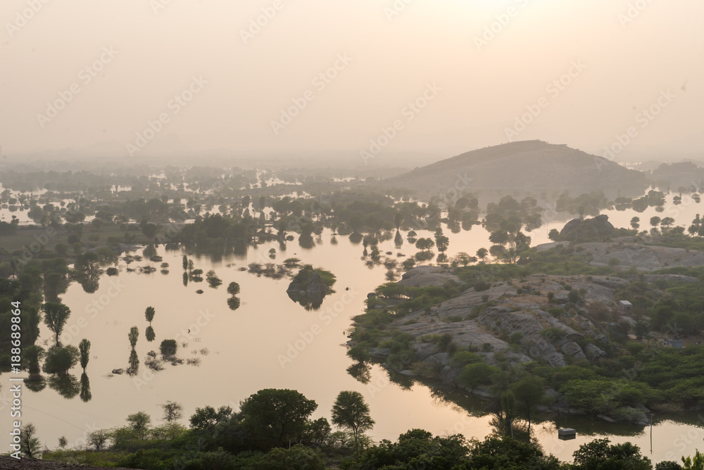 View over Jawai Dam, Bera, Rajasthan