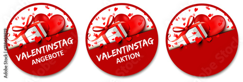 Valentinstag Button Set - Geschenk Schachtel mit Herz und Herz Konfetti