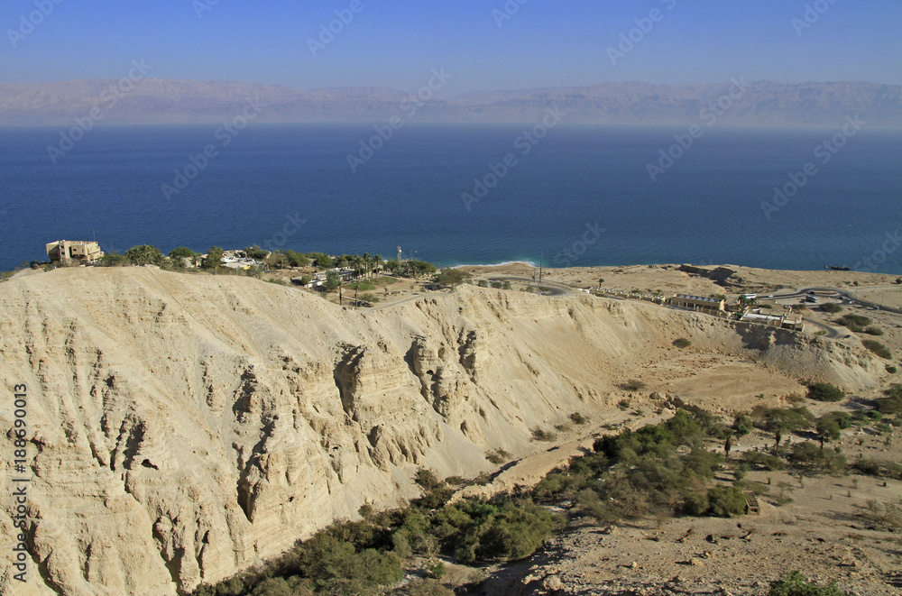 coast of the Dead Sea from the mountain top