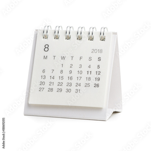 Minimal desk calendar 2018 isolated