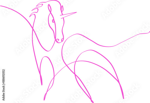 Dessin one line d'une licorne