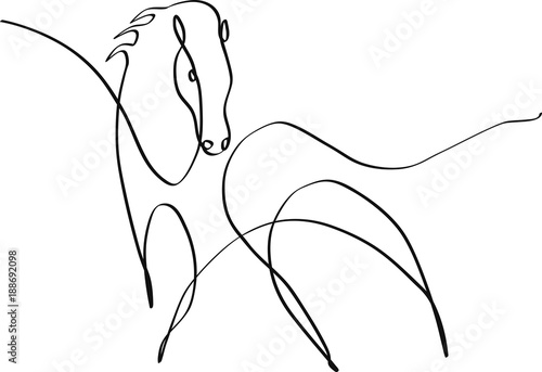 Photos Dessin minimaliste one line noir d'un cheval
