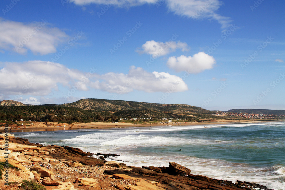 Panorama of Taghazout Beach, Morocco