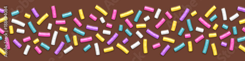 Seamless wide background of chocolate with sprinkles