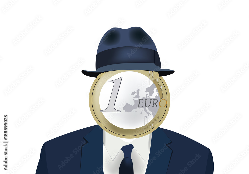 figura maschile trasparente con il cappello e un euro