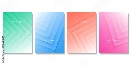 Set of Vector Geometric Colorful Templates. Abstract Three Dimensional Stacked Squares with Gradient Effect. Applicable for Web Background, Banners, Posters and Fliers.