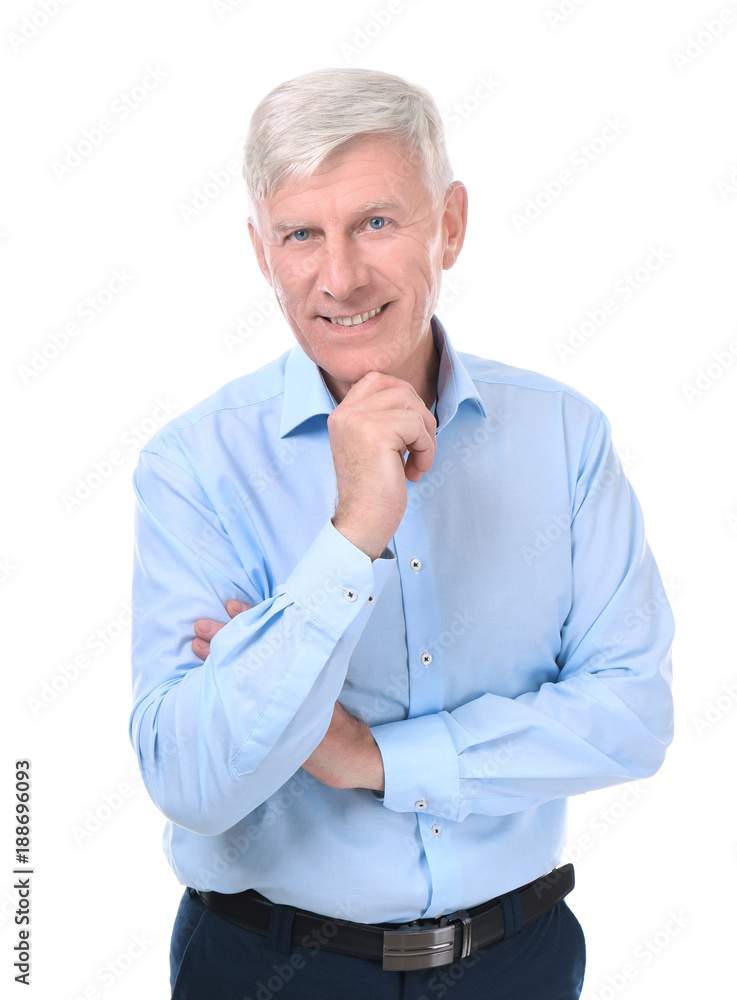 Attractive mature businessman on white background