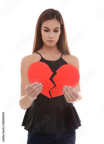 Unhappy woman with two halv...