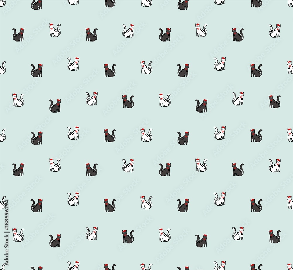 Naklejka premium cat funny seamless vector pattern