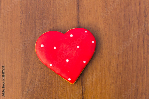 Heart shaped cookies for valentine day on wooden table