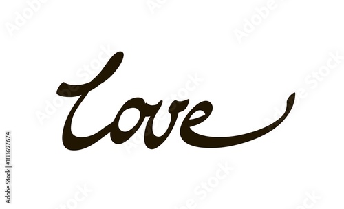 Beautiful typography background with hand drawn word Love. Handmade modern calligraphy