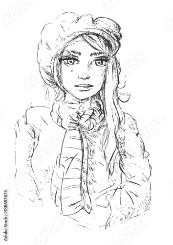 potlood schets vector vrouw portret