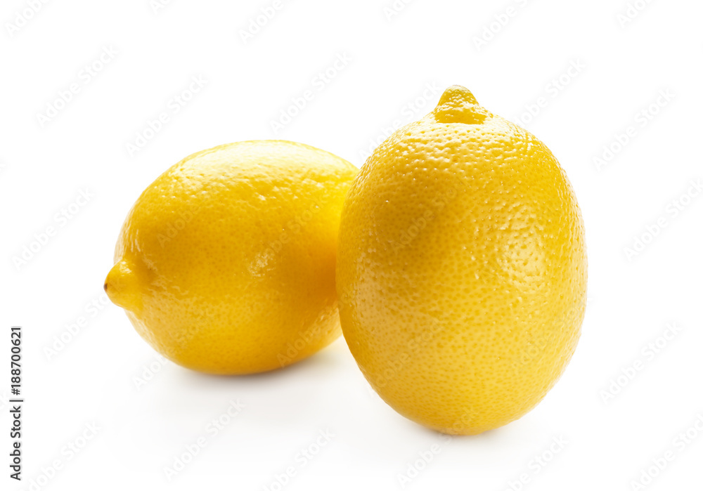 Fresh ripe lemons on white background Fresh ripe lemons on white background