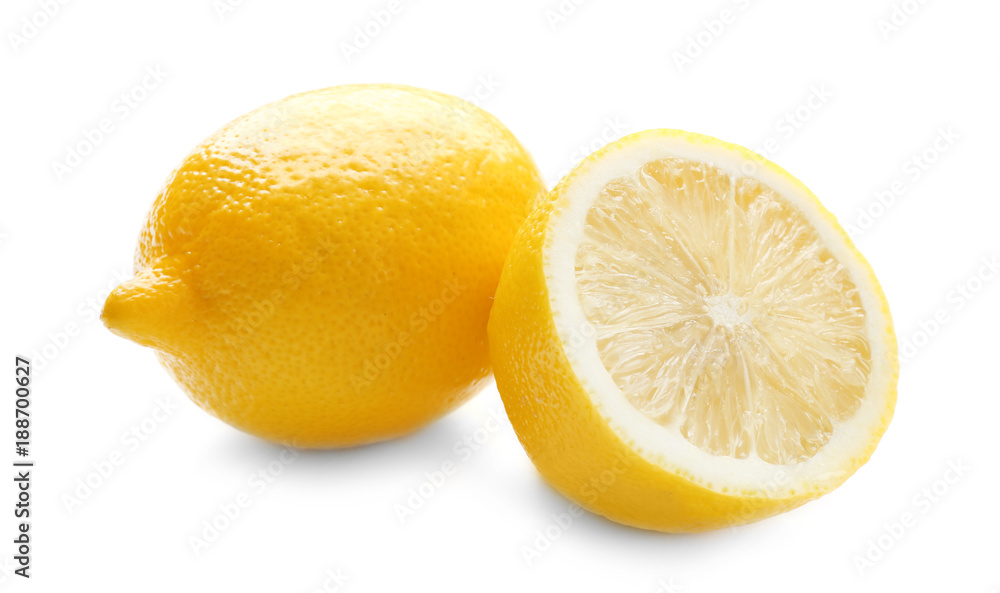 Fresh ripe lemons on white background Fresh ripe lemons on white background