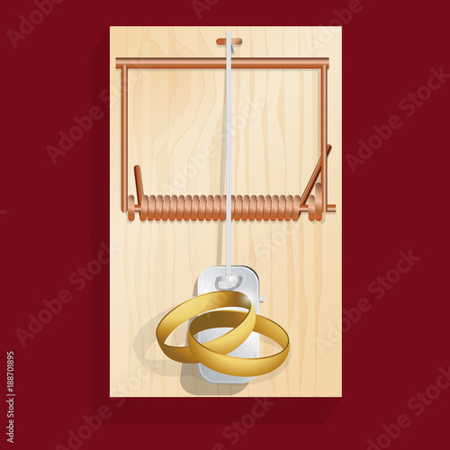 mariage - alliance - piège - piège à souris - marié - symbole - couple - concept - danger - risque