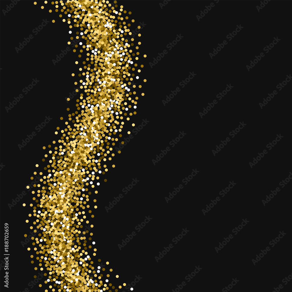 Round gold glitter. Left wave with round gold glitter on black background. Wonderful Vector illustration. Round gold glitter. Left wave with round gold glitter on black background. Wonderful Vector illustration.