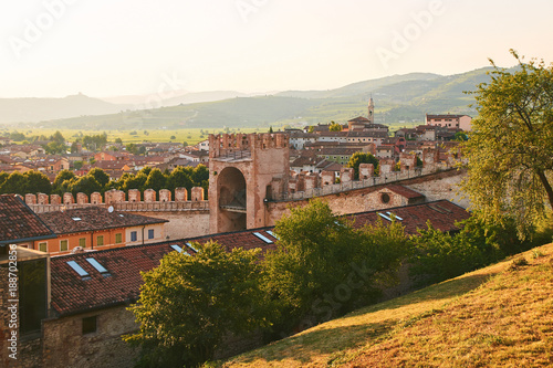 View of beautiful medieval town of Soave