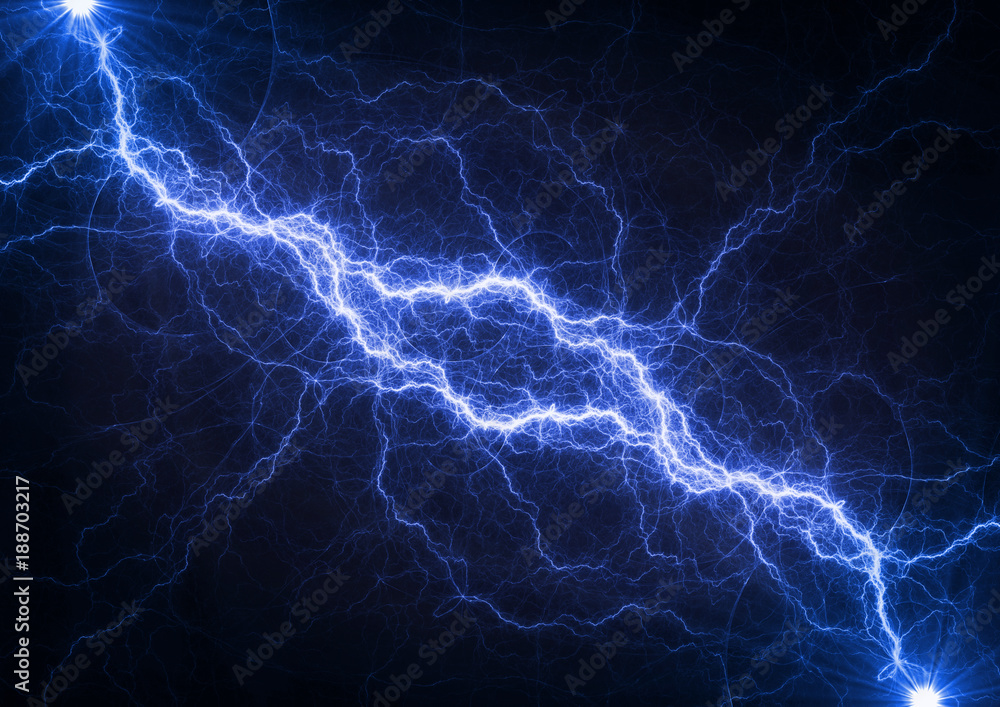 Blue plasma lightning, abstract electrical background Blue plasma lightning, abstract electrical background
