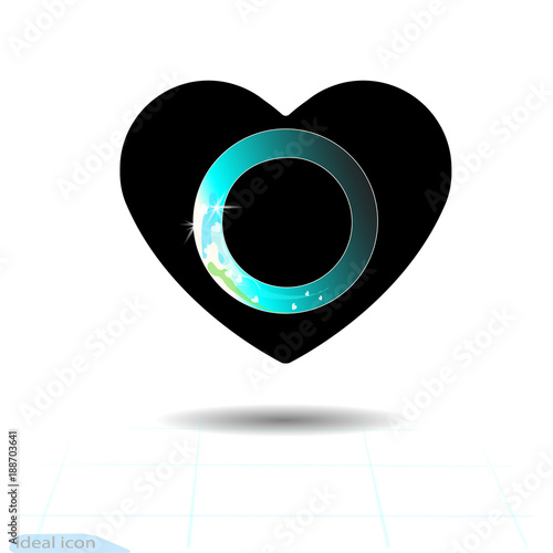 Heart icon. A symbol of love. Valentine s day with the sign of the Wait. Flat style for graphic and web design, logo. Frame shadow. Modern preloader on blue gradient background. Vector gif