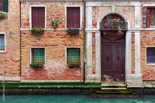Facade of typical brick building in Venice, Italy. © Rostislav Glinsky