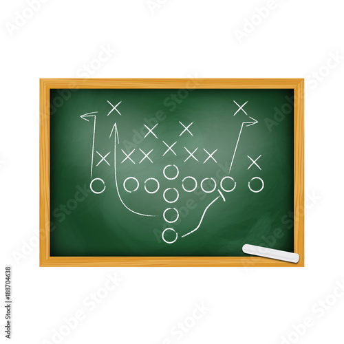 Vector Football Play with green background. Football America. NFL American football formation tacticson. American football field tactics. Touchdown.