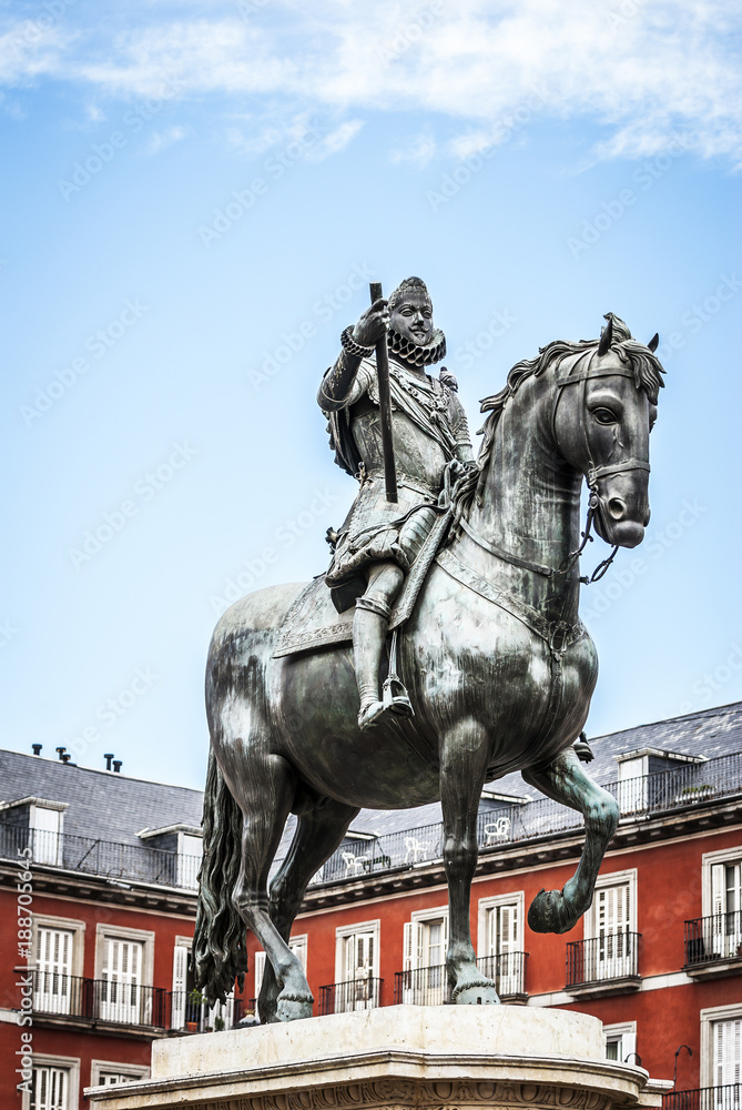 Madrid Plaza Mayor with statue of king Philips III Madrid Plaza Mayor with statue of king Philips III