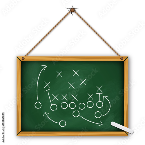 Vector Football Play with green background. Football America. NFL American football formation tacticson. American football field tactics. Touchdown.