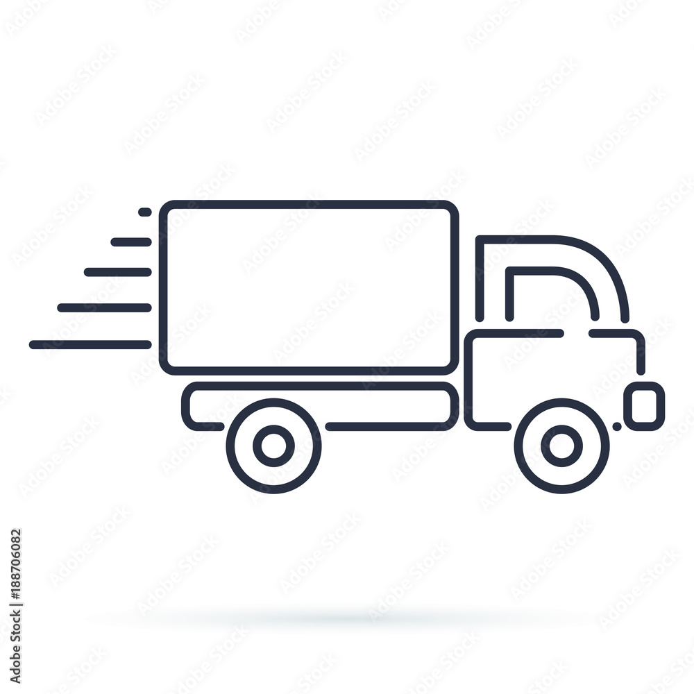Fast shipping delivery truck icon. Vector symbol in flat style. Fast shipping delivery truck icon. Vector symbol in flat style.