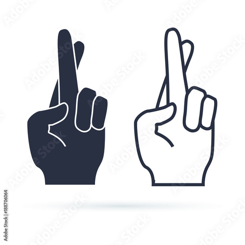 Fingers crossed, hand gesture. Lie, on luck, superstition symbol or icon. Vector illustration
