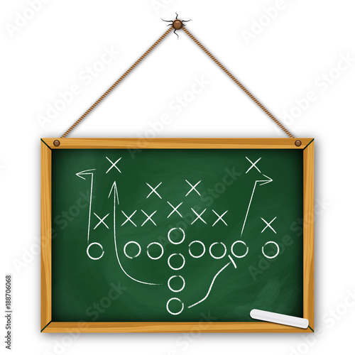Vector Football Play with green background. Football America. NFL American football formation tacticson. American football field tactics. Touchdown.