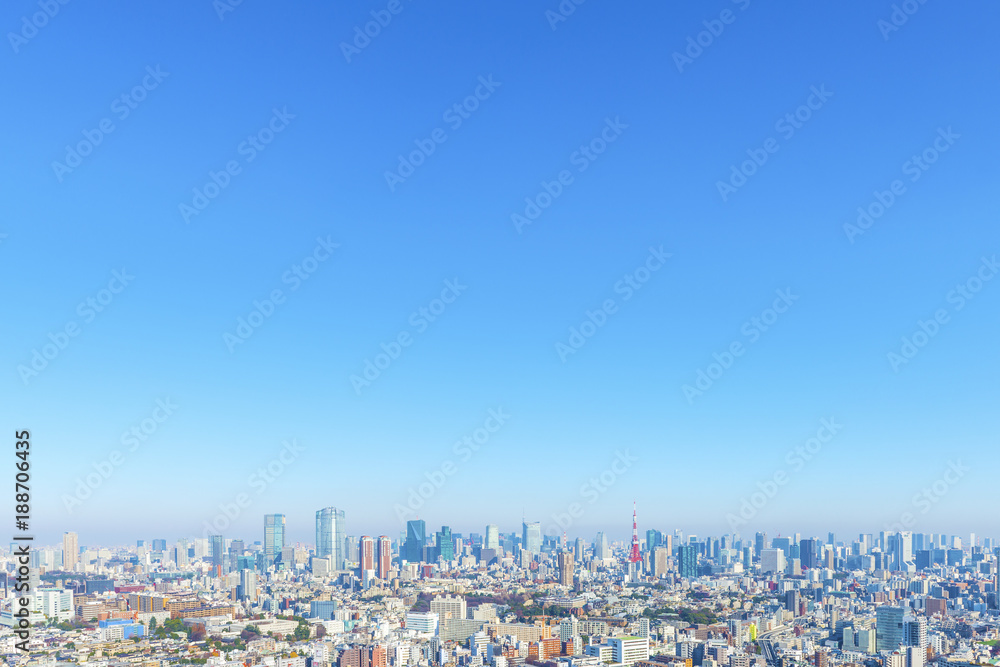 Fototapeta premium Pejzaż w kierunku Minato Ward widziany z Ebisu i Tokyo Tower