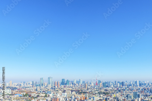 恵比寿から見た港区方面の街並みと東京タワー