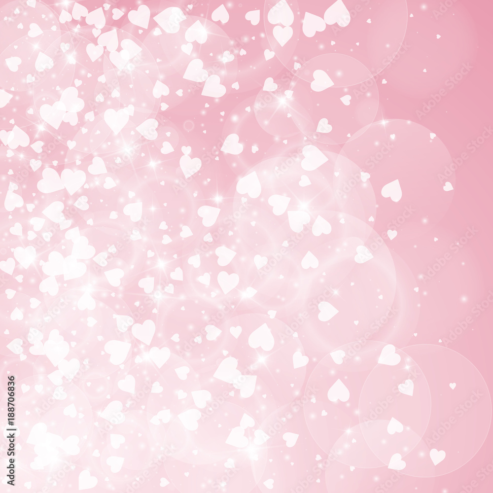 Falling hearts valentine background. Left gradient on pink background. Falling hearts valentines day symmetrical design. Vector illustration. Falling hearts valentine background. Left gradient on pink background. Falling hearts valentines day symmetrical design. Vector illustration.