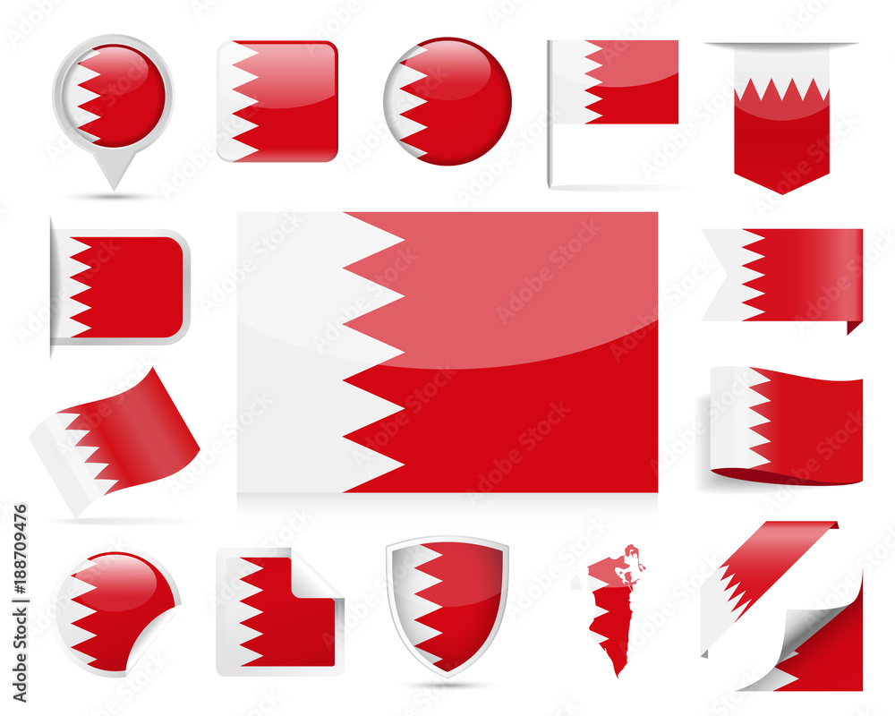 Obraz premium Bahrain Flag Vector Set