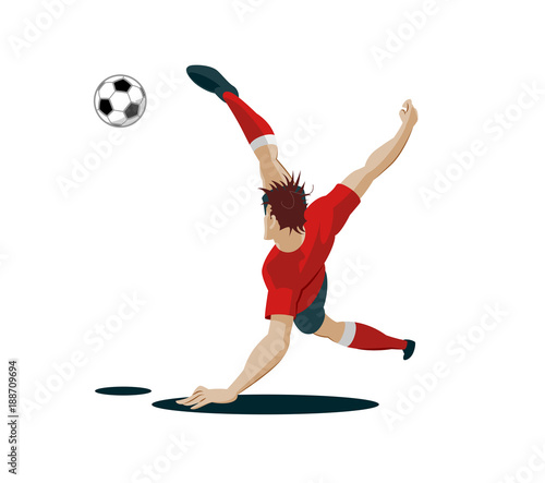 Soccer Player Kicking Ball. Vector Illustration © maxutov