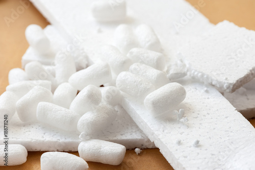 Canvas Print White polystyrene foam, material for packaging or craft applications