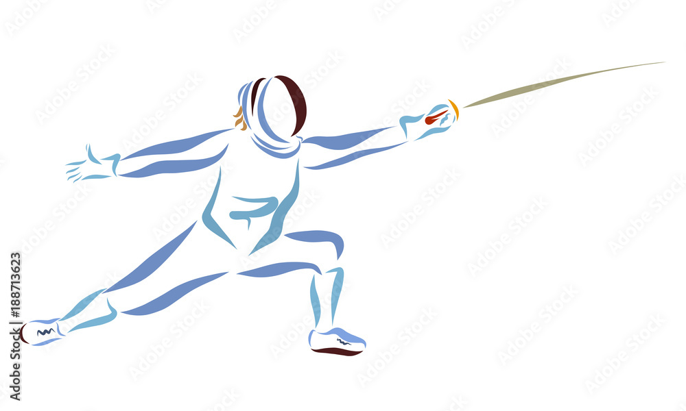 Fencer with sword, sporting battle Fencer with sword, sporting battle