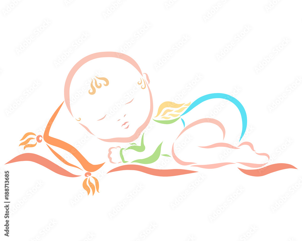 Funny sleeping baby with wings Funny sleeping baby with wings
