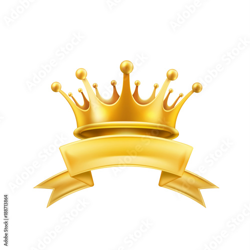 Gold crown ribbon winner shiny sign black