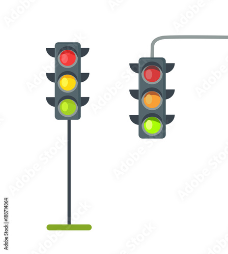 Icons of Traffic Lights Isolated Vector on White