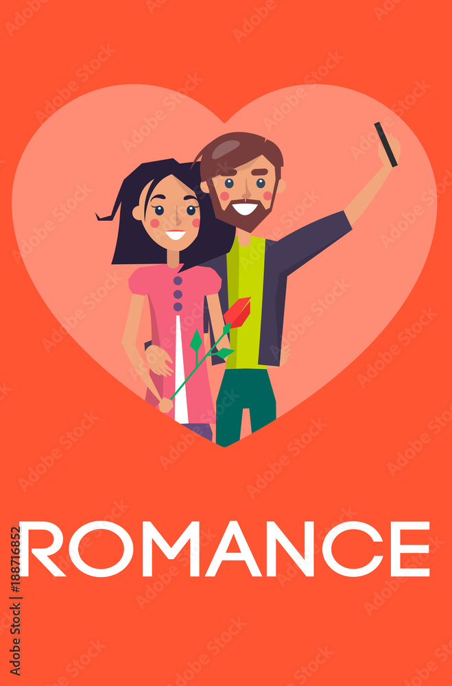 Romance Concept Couple in Love Making Selfie Heart