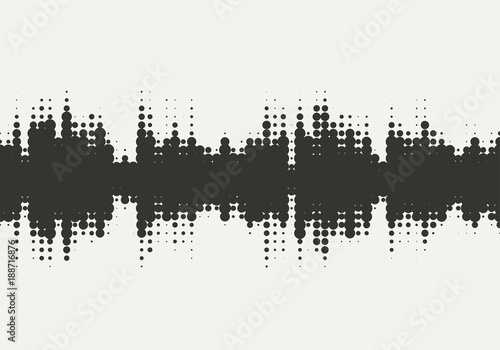 Vector halftone sound wave design. Abstract texture background.