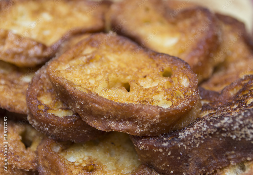 Tray with christmas french toasts